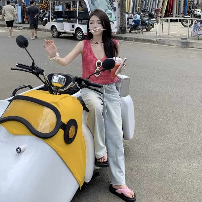 Áo Dệt Kim Sát Nách Cổ Tròn Màu Trơn Thời Trang Mùa Hè Cho Nữ | BigBuy360 - bigbuy360.vn