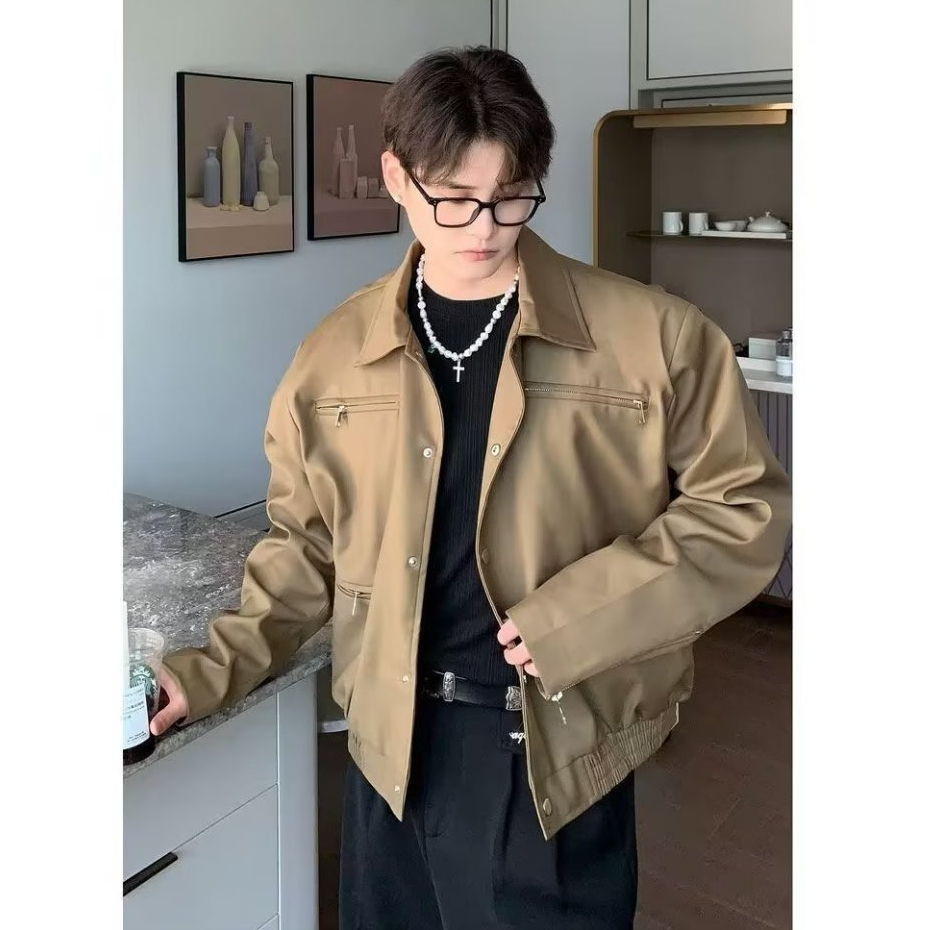 Áo Khoác Da Nam Cao Cấp Phong Cách Hàn Quốc Thời Trang Thu Xuân Dành Cho Nam Simple Fashion Áo Khoác Nam Đẹp Bomber Jackets Áo Dài Tay Nam