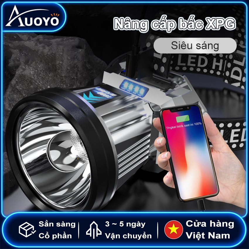 Auoyo Đèn led Đội Đầu Siêu Sáng Chống Thấm Nước Có Thể Sạc Lại Phù Hợp Cho Cắm Trại