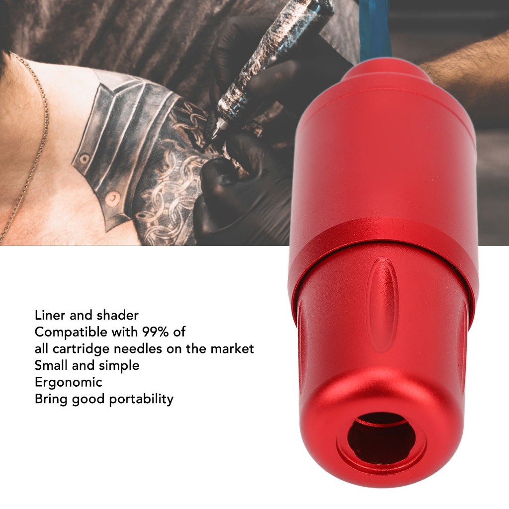 Maynee Máy Xăm Bút Hợp Kim Nhôm Xoay Ngắn Đầu Nối RCA Có Hình Kẹp Dây snowa