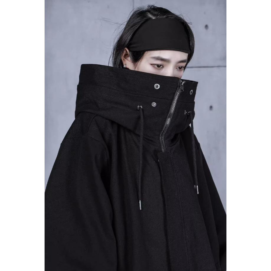 M-3xl thêu công nghiệp nặng áo khoác có mũ trùm đầu chức năng cặp đôi thời trang all-match mùa thu và mùa đông harajuku phong cách mới áo khoác dài tay rộng rãi