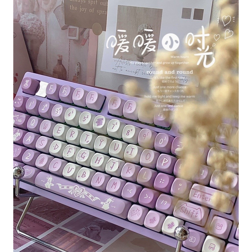 140 Phím Nho đông lạnh Keycap SOA Chiều cao PBT Chất liệu Năm mặt thăng hoa nhiệt cá nhân tùy chỉnh cơ khí Màu tím dễ thương Keycaps Áp dụng 61/68/75/84/87/104/108