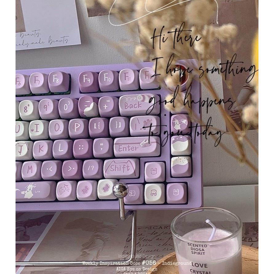 140 Phím Nho đông lạnh Keycap SOA Chiều cao PBT Chất liệu Năm mặt thăng hoa nhiệt cá nhân tùy chỉnh cơ khí Màu tím dễ thương Keycaps Áp dụng 61/68/75/84/87/104/108