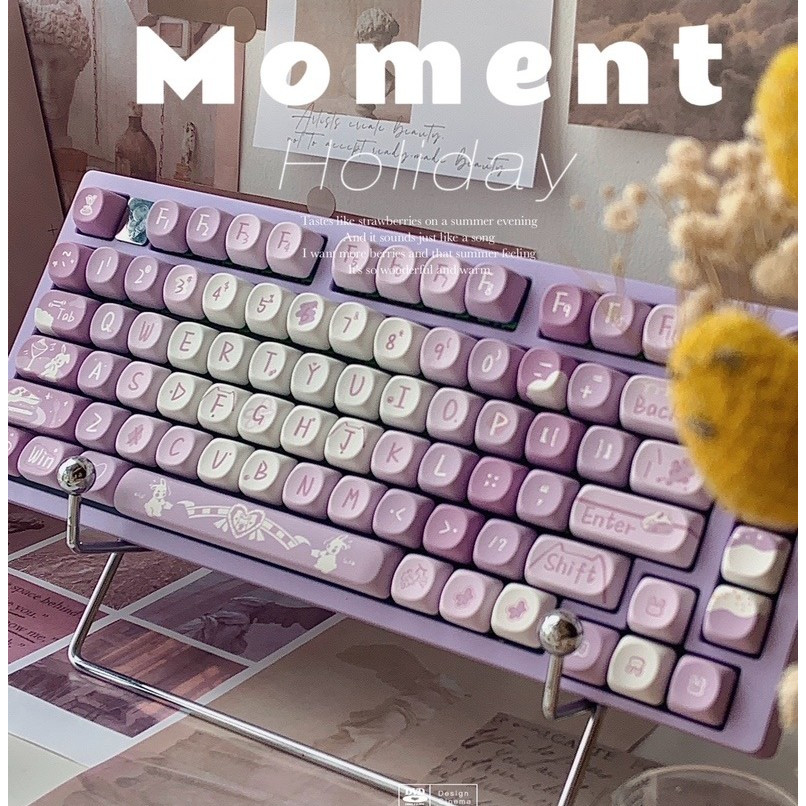 140 Phím Nho đông lạnh Keycap SOA Chiều cao PBT Chất liệu Năm mặt thăng hoa nhiệt cá nhân tùy chỉnh cơ khí Màu tím dễ thương Keycaps Áp dụng 61/68/75/84/87/104/108
