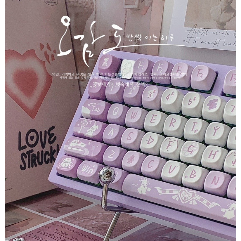 140 Phím Nho đông lạnh Keycap SOA Chiều cao PBT Chất liệu Năm mặt thăng hoa nhiệt cá nhân tùy chỉnh cơ khí Màu tím dễ thương Keycaps Áp dụng 61/68/75/84/87/104/108