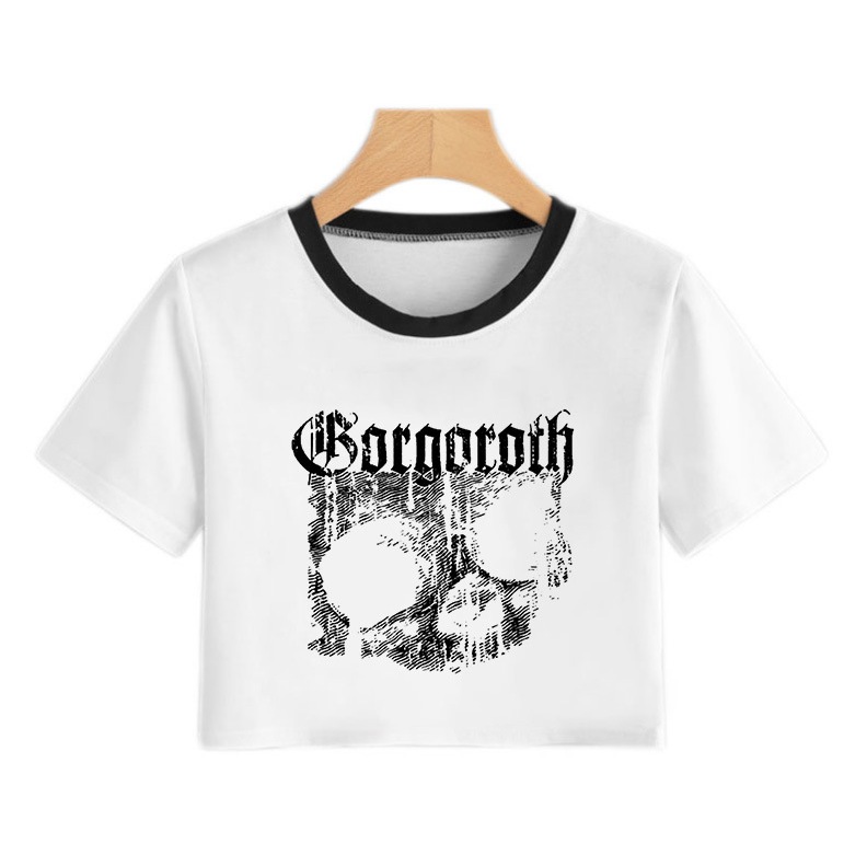 Áo Thun Croptop Tay Ngắn In Hình Đầu Lâu Phong Cách Gothic Cổ Điển Thời Trang Cho Nữ