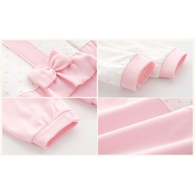 Áo liền quần LUCKYCANDY tay dài tông màu hồng đáng yêu dành cho bé gái