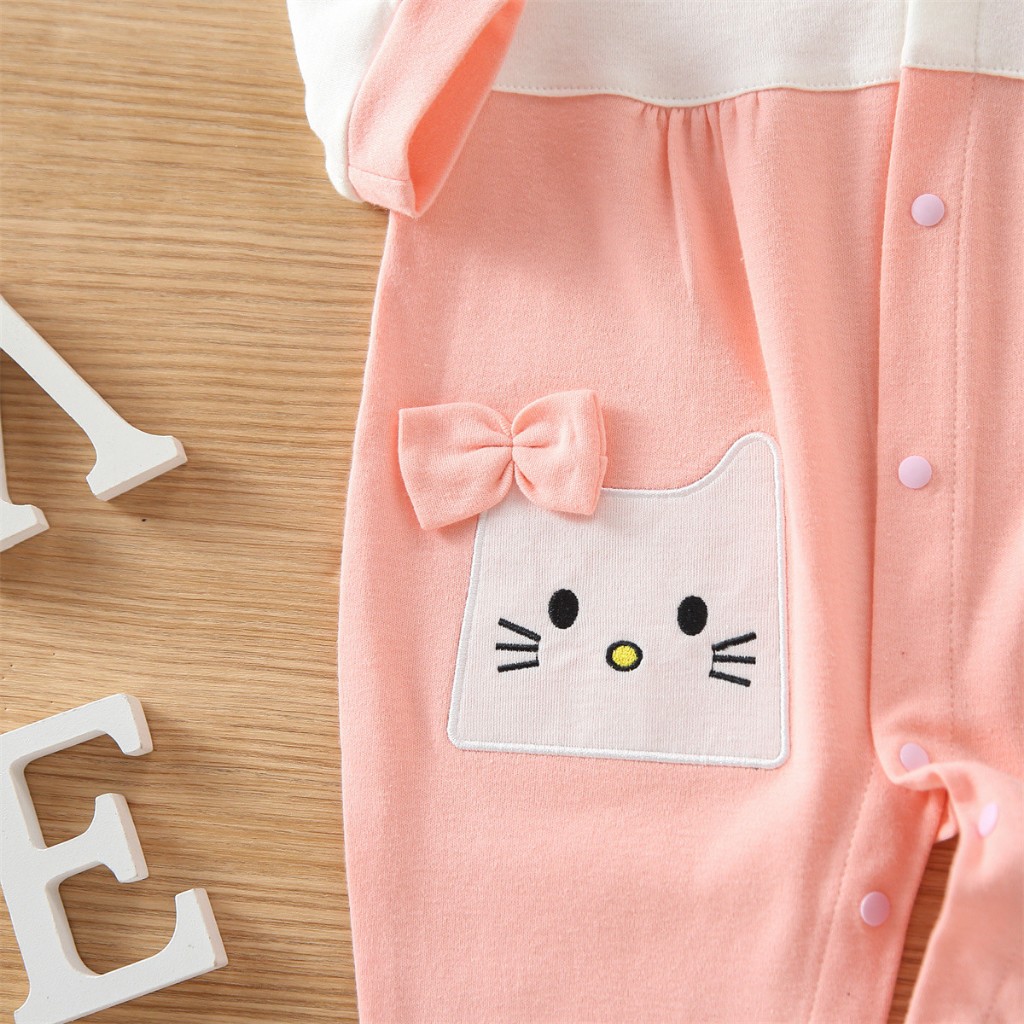 Áo liền quần LUCKYCANDY tay dài tông màu hồng đáng yêu dành cho bé gái