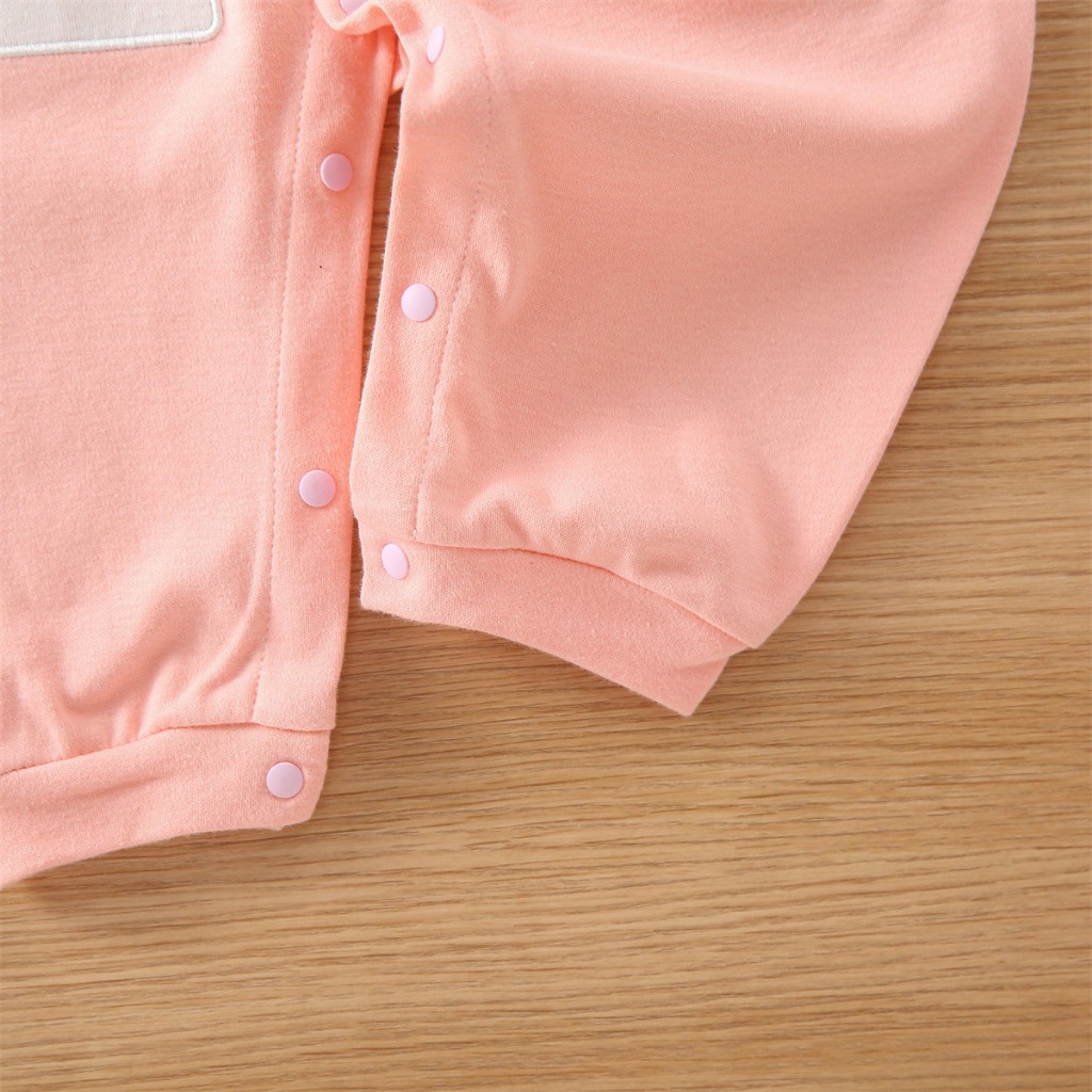 Áo liền quần LUCKYCANDY tay dài tông màu hồng đáng yêu dành cho bé gái