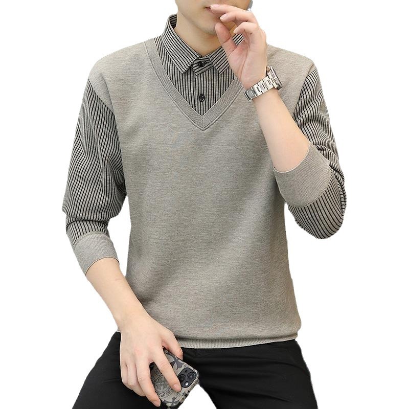 Áo Khoác cardigan Giả Hai Lớp Thời Trang Thu Đông Cho Nam