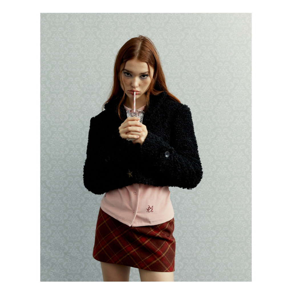 Honypove Chân Váy Nữ Lưng Cao Dáng Chữ a Họa Tiết Caro Thời Trang