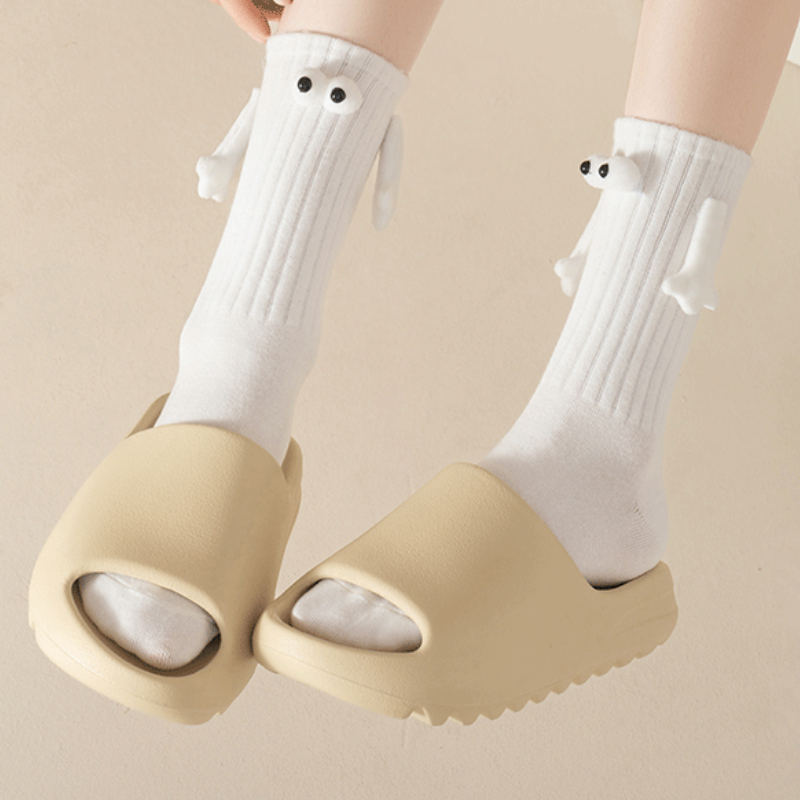 Vớ cotton Mềm Mại Thấm Hút Mồ Hôi Chống Dầu Hình Búp Bê Đôi Mắt To Hoạt Hình Vui Nhộn Cá Tính Thoải Mái