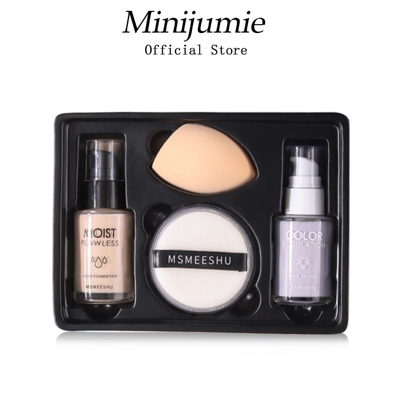 Minijumie Bộ trang điểm MSMEESHU 4 món (Kem nền 35ml + Kem lót 35ml+ Phấn phủ 4.5g+mút trang điểm)