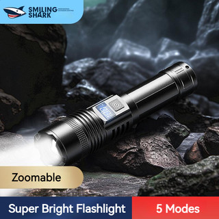 Đèn pin sạc SMILING SHARK SD8105 M60 6000LM Siêu sáng Với màn hình hiển thị nguồn kỹ thuật số LED 26650 Type-C Phóng to Không thấm nước ngoài trời Săn công việc