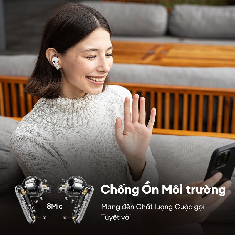 Tai nghe bluetooth không dây  Edifier Neobuds Pro 2  Tần Rộng Spatial Audio Âm thanh Độ phân giải Cao LDAC 8 Micrô Chống ồn Môi trường Cảm ứng Đeo tai Khử tiếng ồn chủ động Công nghệ khử tiếng ồn chủ động