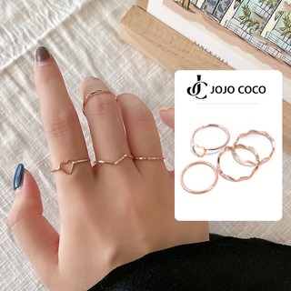 Jojo coco set 4 nhẫn đeo ngón trỏ bằng hợp kim phong cách hàn quốc cá tính dành cho nữ