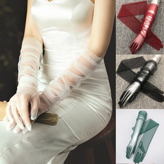 Găng Tay Vải Tuyn Xuyên Thấu Hở Ngón Thời Trang