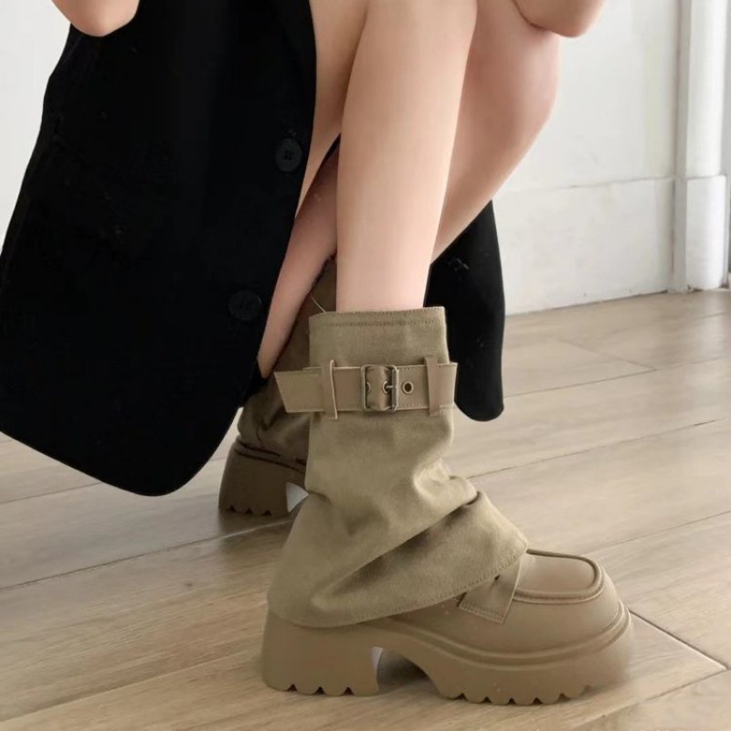 Giày Sandal Denim Đế Xuồng Dày Dặn Phong Cách Mới Cho Nữ