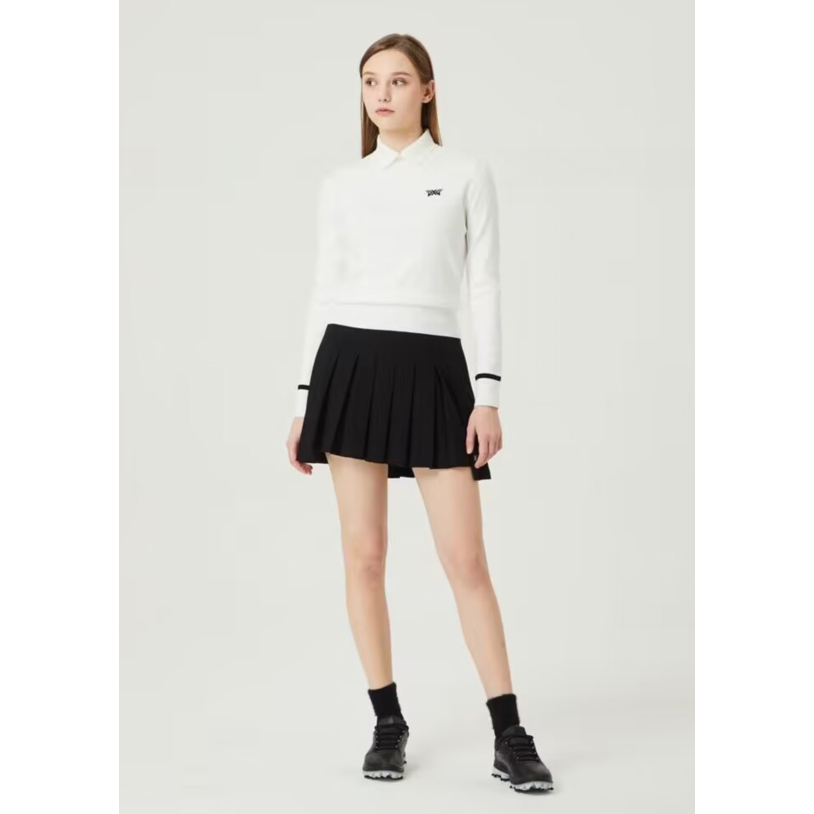 Áo sweater Dệt Kim Màu Trắng Đen Phong Cách Hàn Quốc Thời Trang Thu Đông 2023