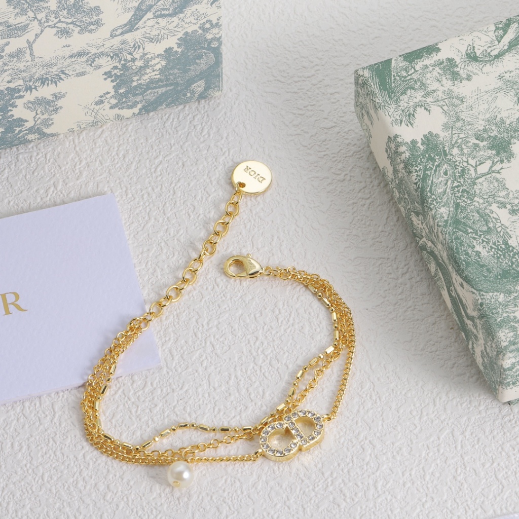 Mới Vòng Tay Nhiều Lớp Bằng Thép Titan Đính Kim Cương Họa Tiết Chữ Phong Cách Đơn Giản Dành Cho