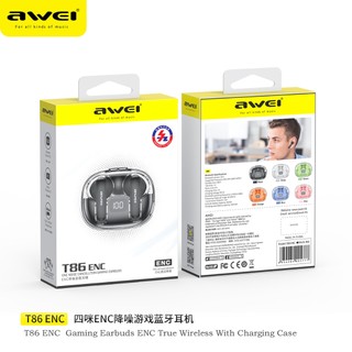 Tai Nghe Bluetooth Awei T86 ENC Chống Ồn Có 4 Mic HD Âm Thanh Nổi Pin Trâu Chính Hãng