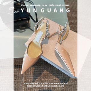 Giày cao gót YUNGUANG mũi nhọn đính đá thời trang Pháp cho nữ
