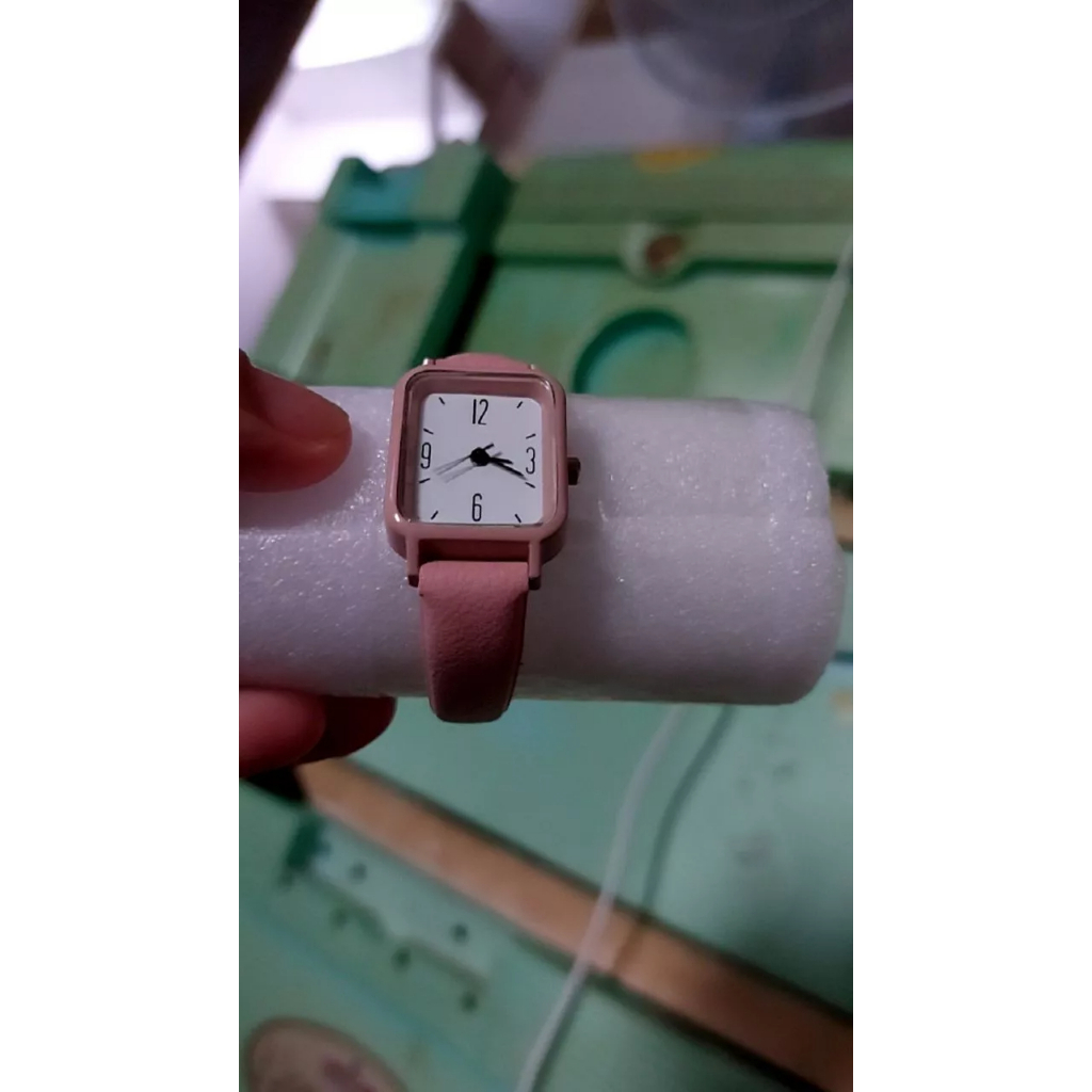 Relo Đồng Hồ Đeo Tay Mặt Vuông Thời Trang Hàn Quốc Đơn Giản Da