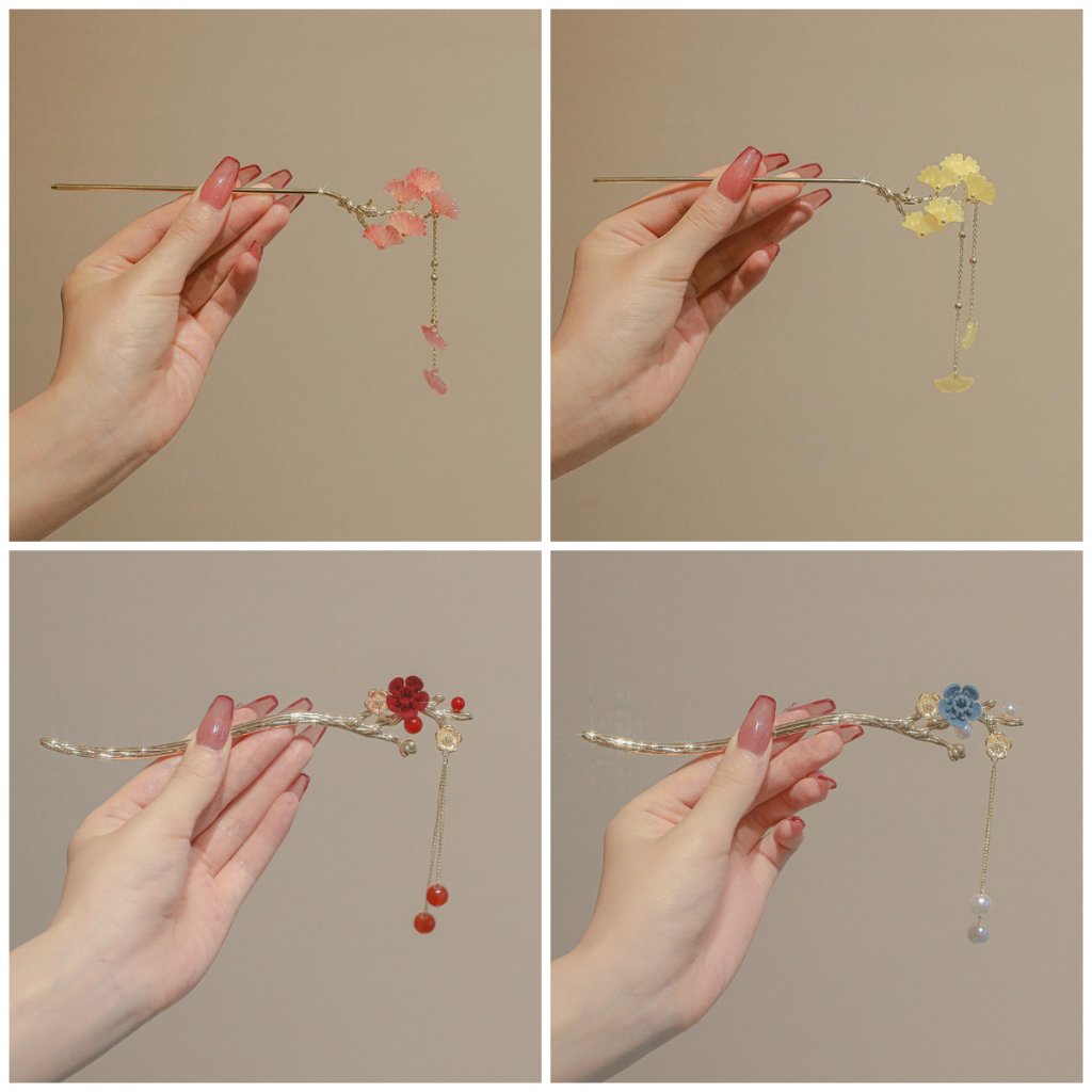 Trâm Cài Tóc cổ trang Hoa Kim Loại Trung Hoa Cho Nữ