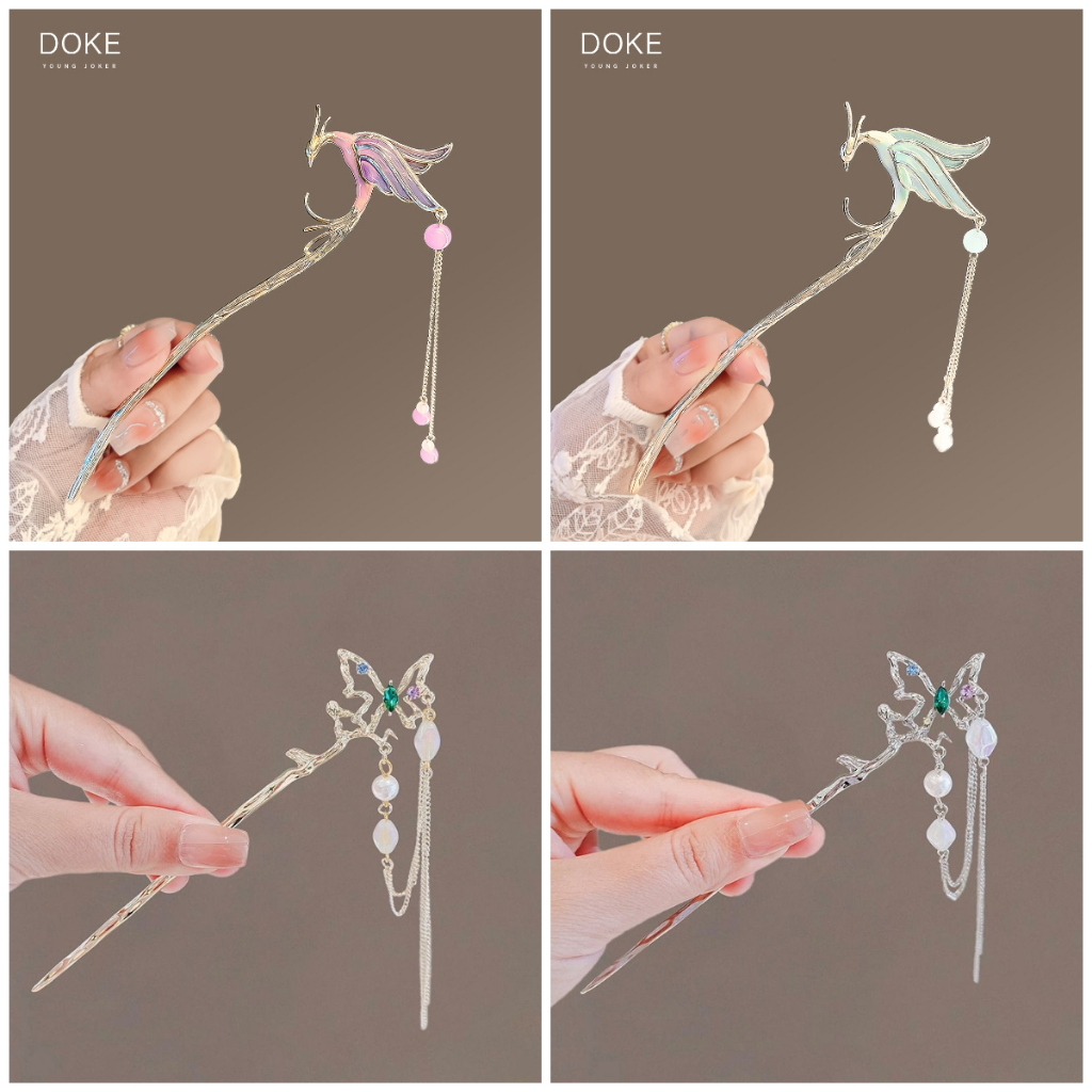 Trâm Cài Tóc cổ trang Hoa Kim Loại Trung Hoa Cho Nữ