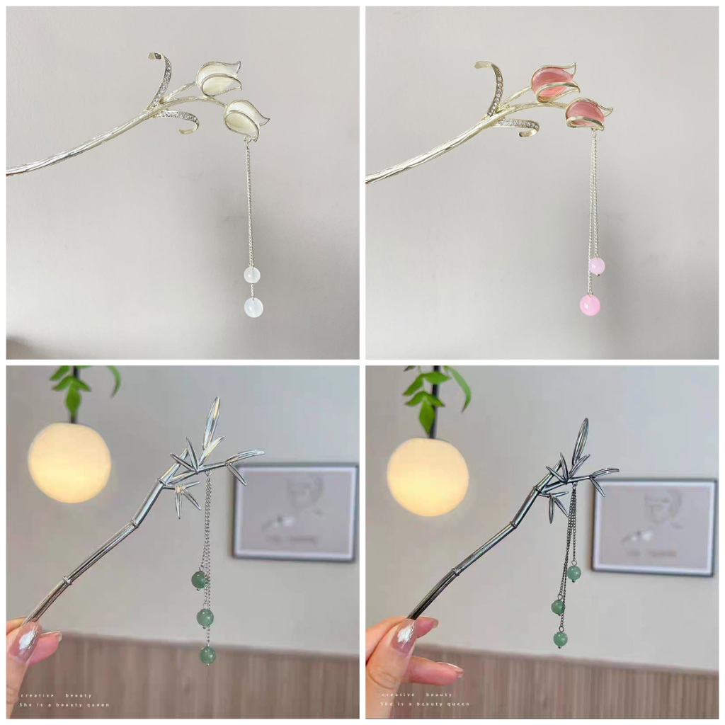 Trâm Cài Tóc cổ trang Hoa Kim Loại Trung Hoa Cho Nữ