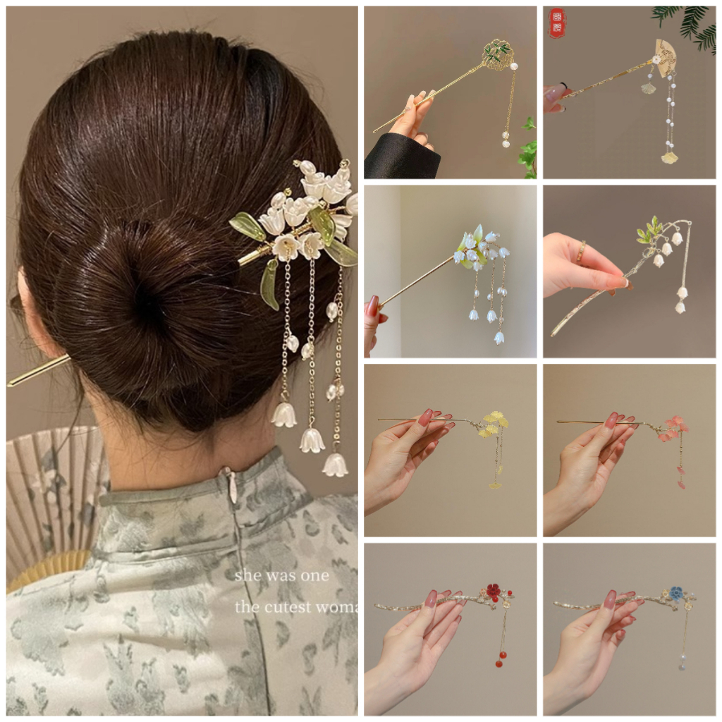 Trâm Cài Tóc cổ trang Hoa Kim Loại Trung Hoa Cho Nữ