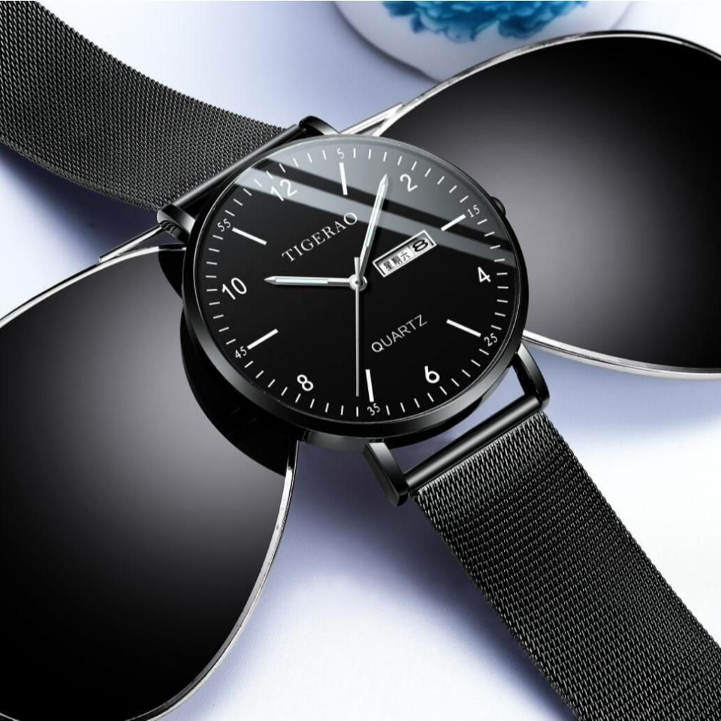 Đồng Hồ Thạch Anh Điện Tử Siêu Mỏng Chống Thấm Nước Màu Dạ Quang Đơn Giản Cho Nam Sinh