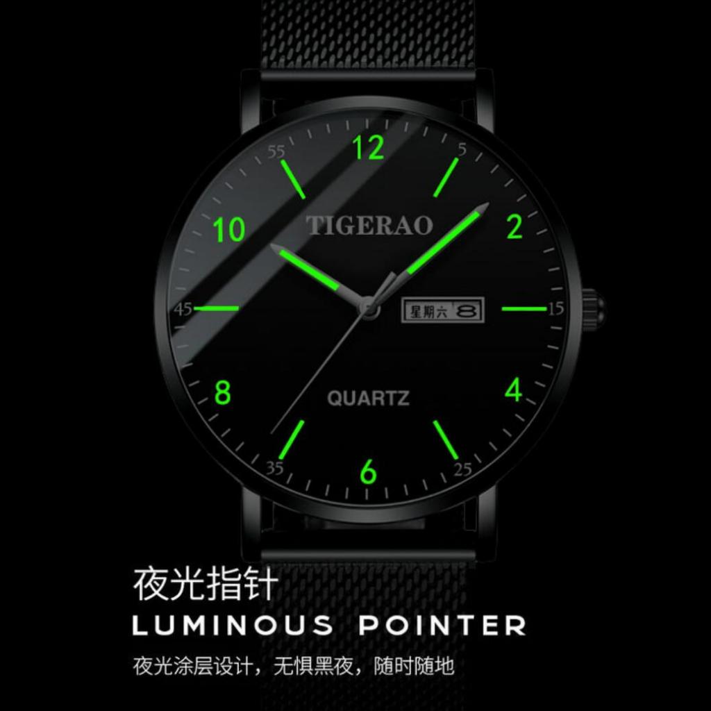 Đồng Hồ Thạch Anh Điện Tử Siêu Mỏng Chống Thấm Nước Màu Dạ Quang Đơn Giản Cho Nam Sinh