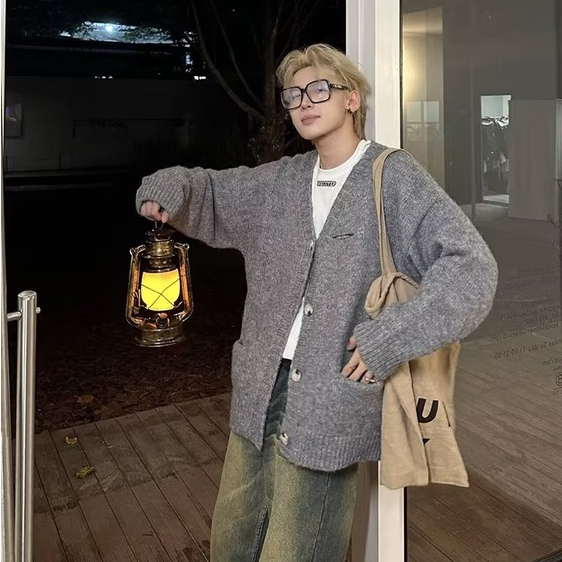 Dunst Shop Áo Len áo sweater nam cardigan áo len nan Tay Dài 2023 NEW MMY23A0MDO 42Z231018