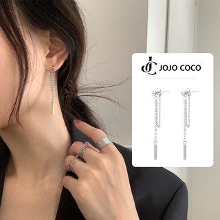 JOJO COCO Khuyên Tai Kim Loại Dáng Dài Phong Cách Thời Trang Hàn Quốc
