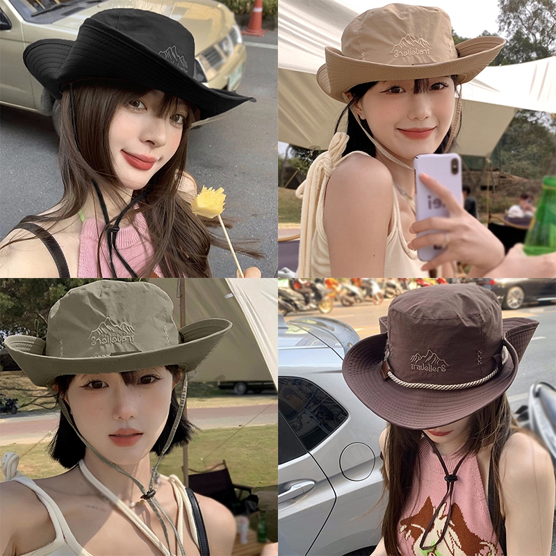 Mũ bucket Chống Nắng / Gió Thêu Hoạ Tiết Xinh Xắn Thời Trang Dành Cho Nữ