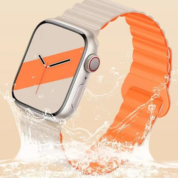 Dây Đeo silicone Từ Tính Hai Màu Cho Đồng Hồ Thông Minh iwatch series 4 / 5 / 6 / se / 7 / 8 / 9 / ultra 49mm 45mm 41mm 44mm 40mm 42mm 38mm