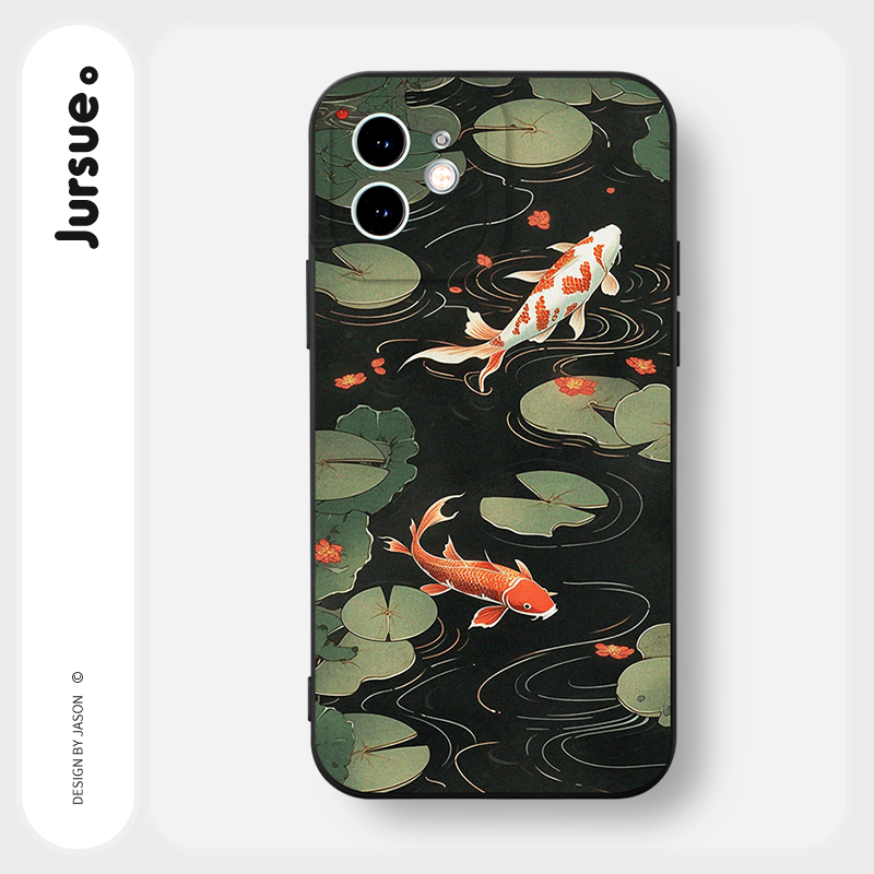 Ốp lưng JURSUE mềm dễ thương đẹp độc lạ đen Cho iPhone 15 14 13 12 11 Pro Max SE 2020 X XR XS 8 7 ip 6S 6 Plus Y4260