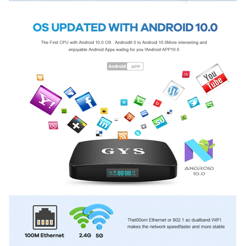 Hộp TV 4K Ultra HD Bluetooth Voice Điều khiển từ xa 2GB 16GB Android 9.0 S905X3 2.4G/5G WiFi Hộp Android thông minh