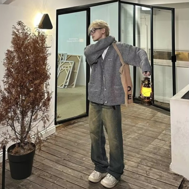 Dunst Shop Áo Len áo sweater nam cardigan áo len nan Tay Dài 2023 NEW MMY23A0MDO 42Z231018