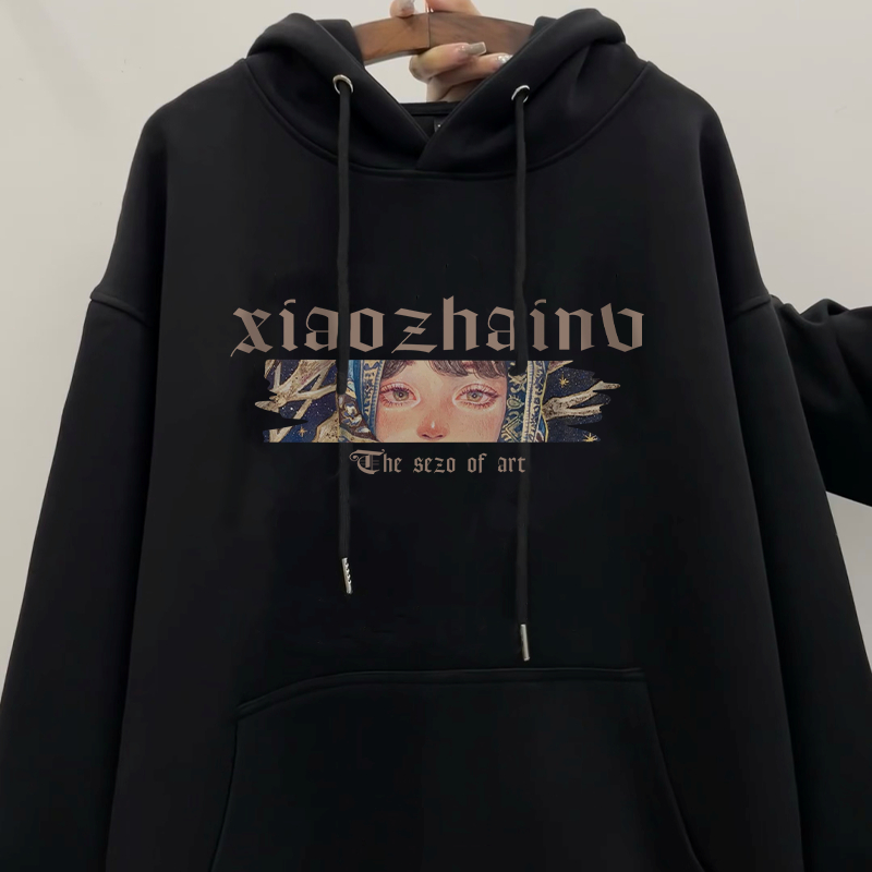 Áo hoodie nữ đen oversize local brand SALMO áo thu đông unisex 100% cotton Y0310