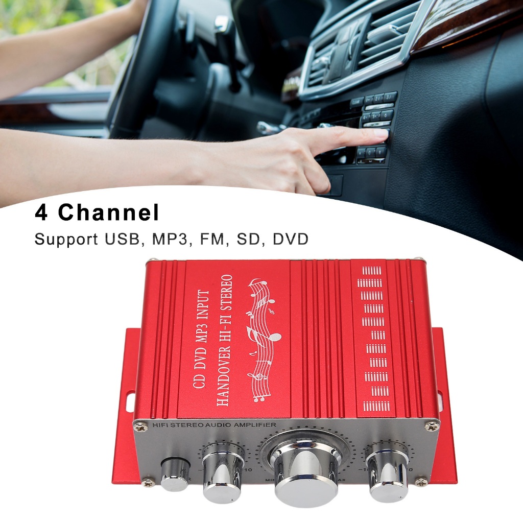 Xe Ô Tô Bộ Khuếch Đại Công Suất DC 12V HiFi 20Hz Đến 20KHz MP3 CD DVD DSP 4 Trường Âm Thanh âm Hơi Cho Nhạc Hệ Thống UPONE