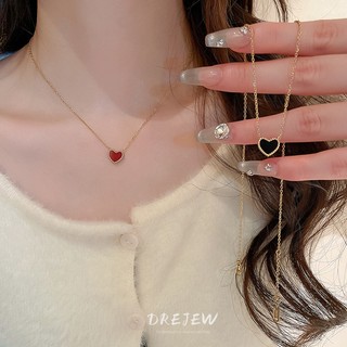 DREJEW Vòng cổ Bằng Thép Titan Hai Mặt Hình Trái Tim Đơn Giản Thời Trang Cao Cấp Phong Cách Hàn Quốc
