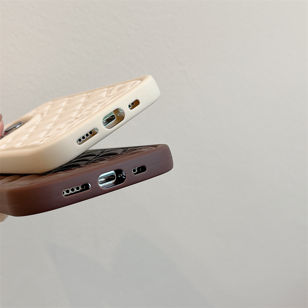 Bao Da Điện Thoại Mềm Màu Trơn Họa Tiết Hình Thoi Cho iphone 15 11 12 13 14 pro max i15 Ốp