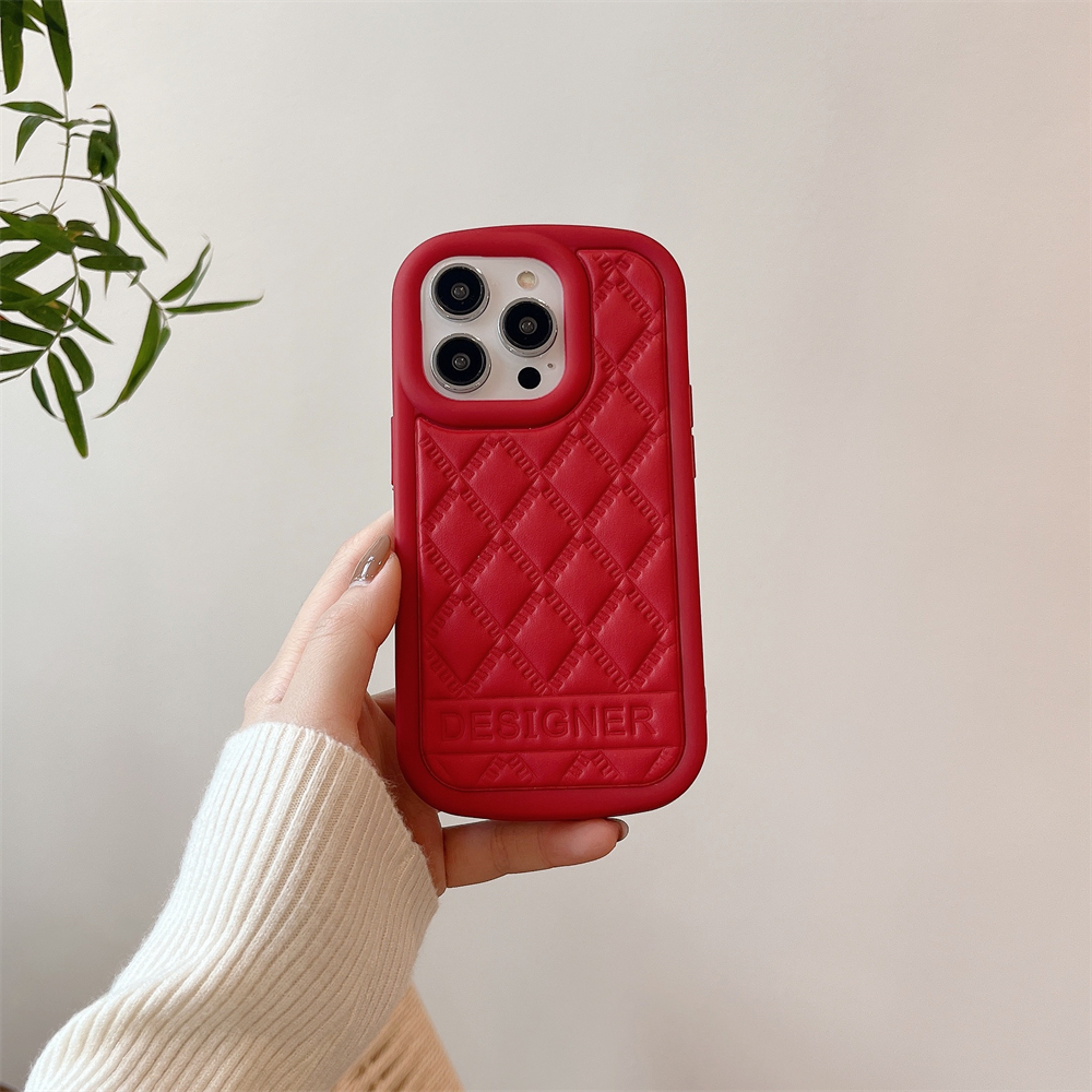 Bao Da Điện Thoại Mềm Màu Trơn Họa Tiết Hình Thoi Cho iphone 15 11 12 13 14 pro max i15 Ốp