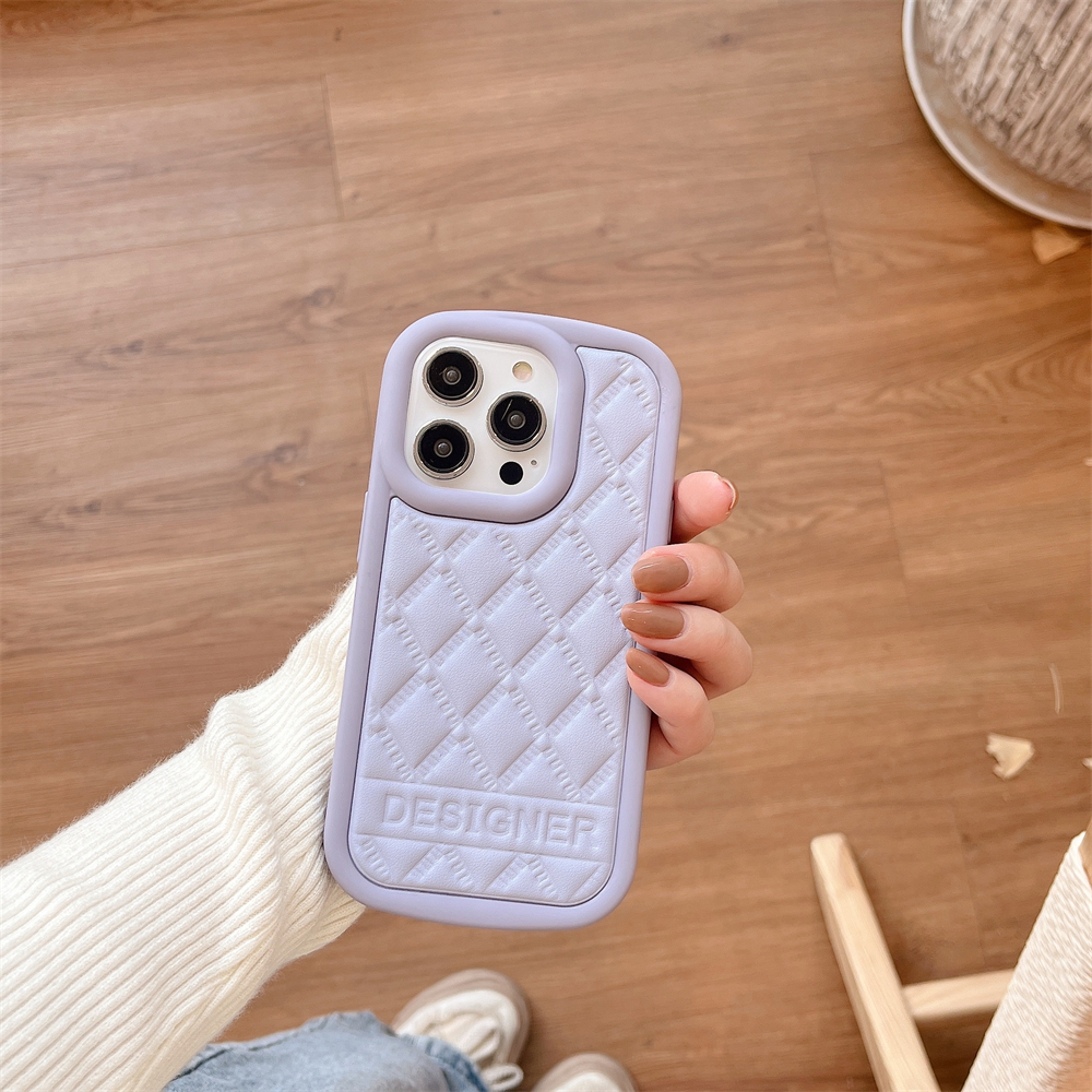 Bao Da Điện Thoại Mềm Màu Trơn Họa Tiết Hình Thoi Cho iphone 15 11 12 13 14 pro max i15 Ốp