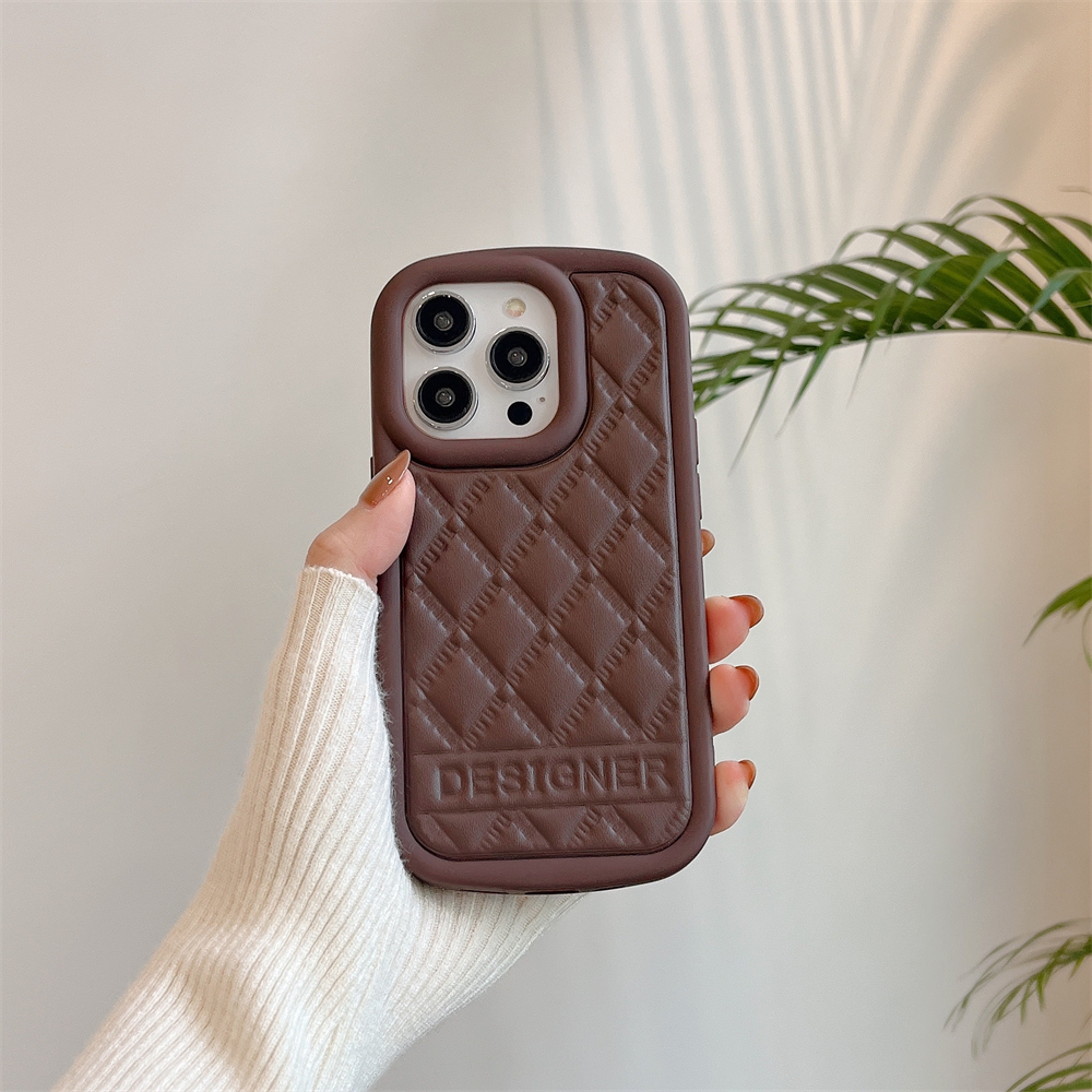 Bao Da Điện Thoại Mềm Màu Trơn Họa Tiết Hình Thoi Cho iphone 15 11 12 13 14 pro max i15 Ốp