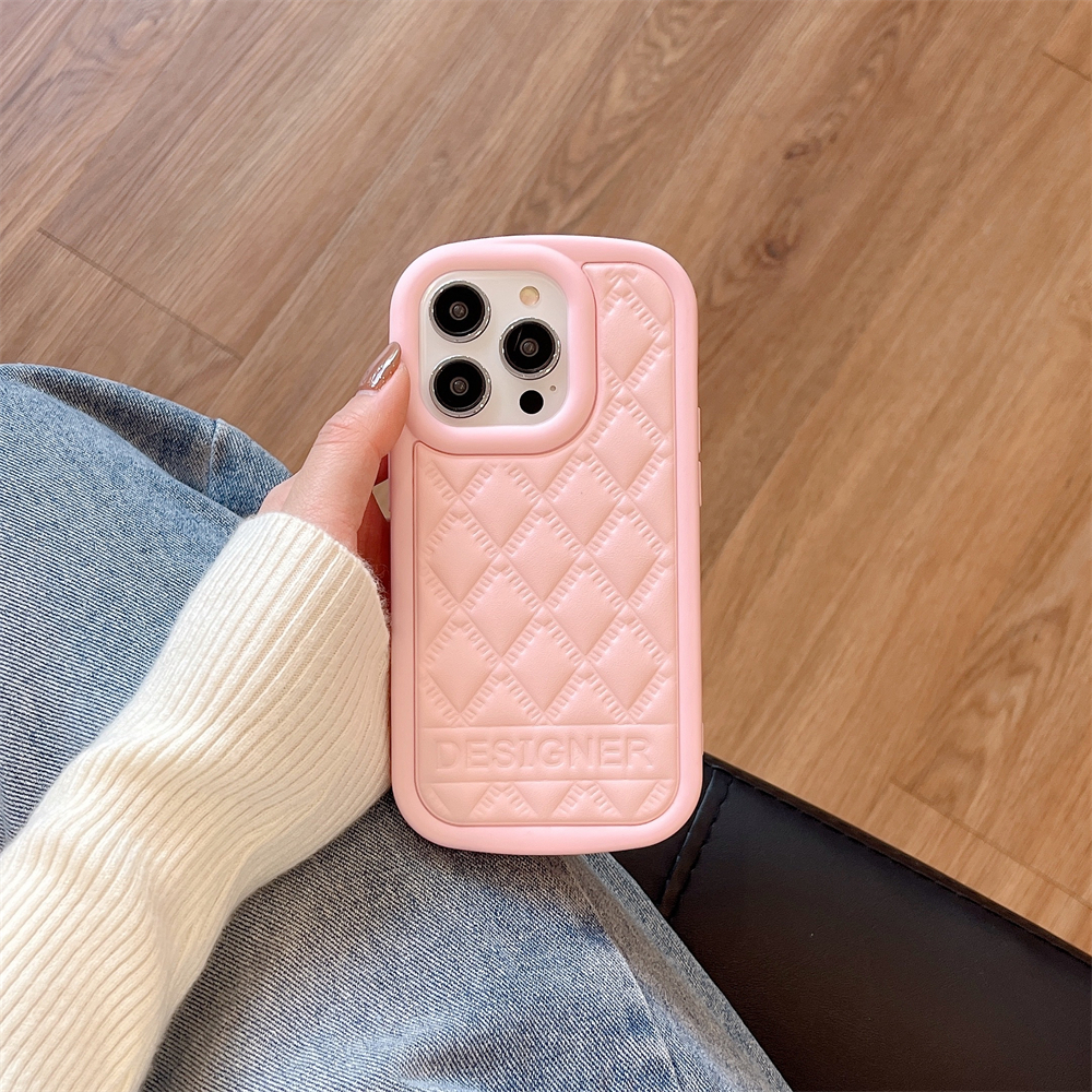 Bao Da Điện Thoại Mềm Màu Trơn Họa Tiết Hình Thoi Cho iphone 15 11 12 13 14 pro max i15 Ốp