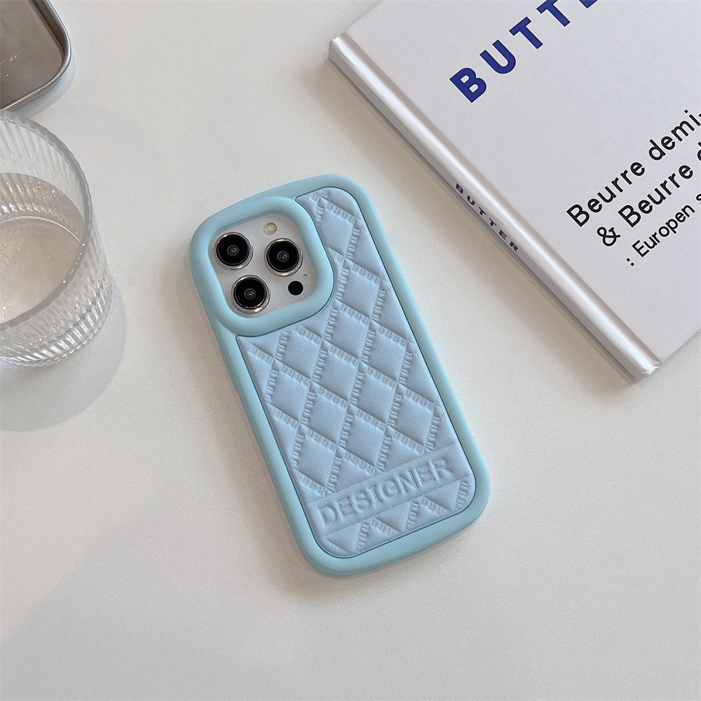 Bao Da Điện Thoại Mềm Màu Trơn Họa Tiết Hình Thoi Cho iphone 15 11 12 13 14 pro max i15 Ốp