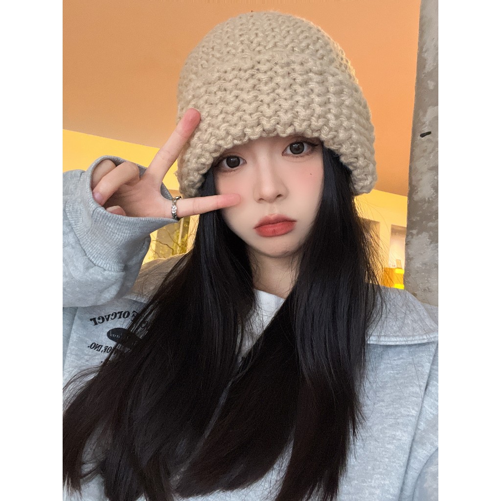 Mới Mũ Len Dệt Kim Dày Dặn Màu Trơn Phong Cách Hàn Quốc Thời Trang Mùa Thu Cho Nam Và Nữ